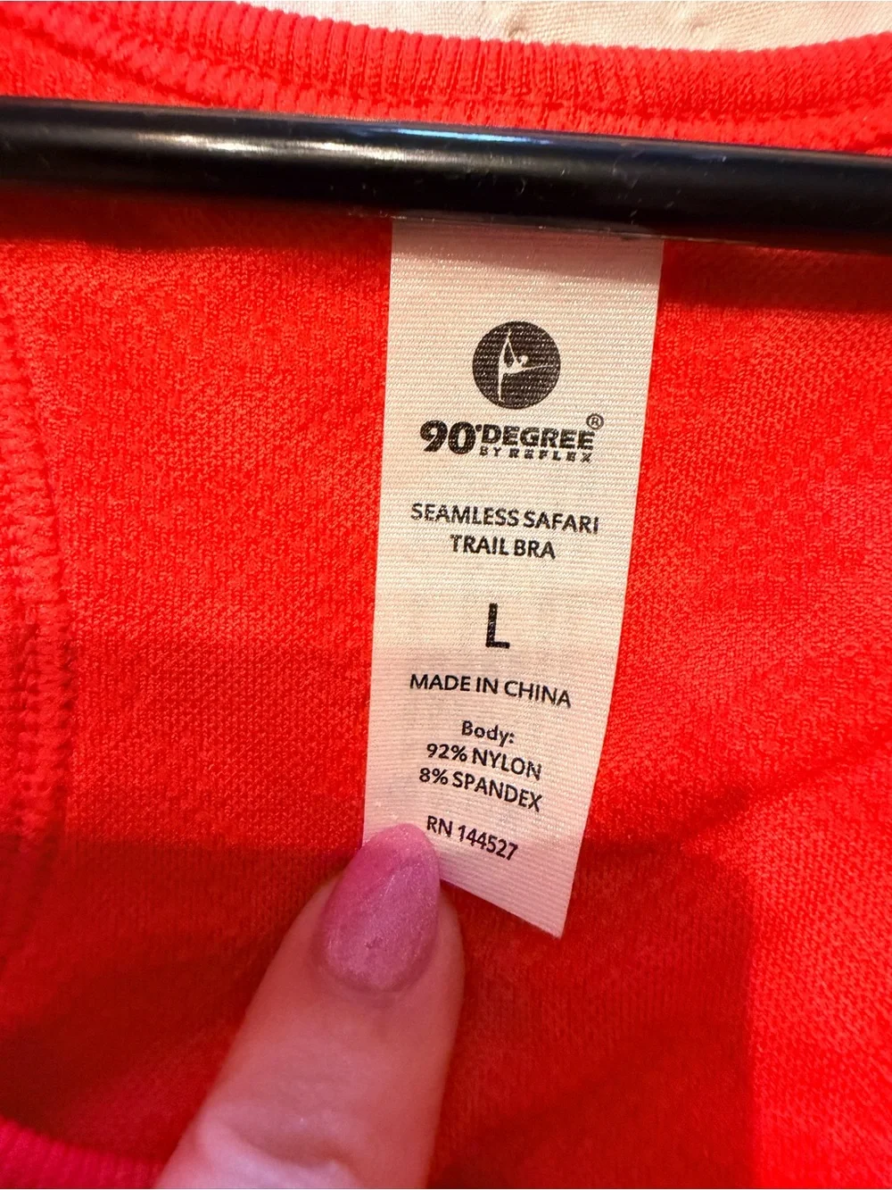 90 Degree By Reflex Bright Red Racerback Sports Bra - Picture 3 of 4